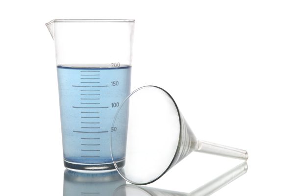 Chemical retorts on on white background
