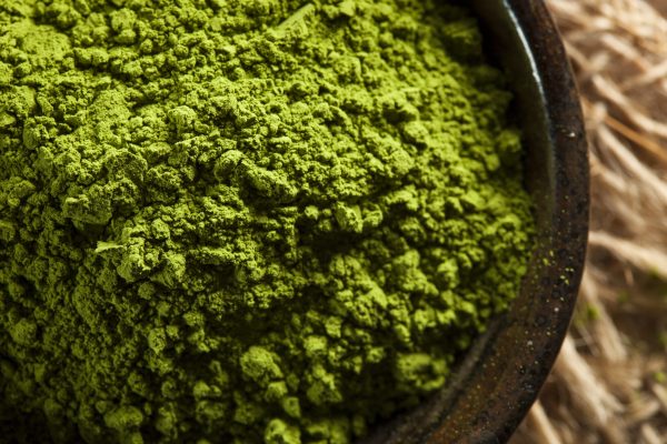 Raw Organic Green Matcha Tea in a Bowl